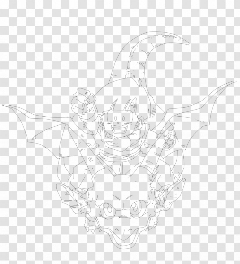 Gohan Goku Line Art Sketch - Black And White Transparent PNG