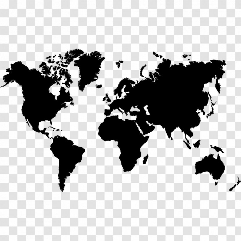 World Map Globe - Monochrome - Kuwait Transparent PNG