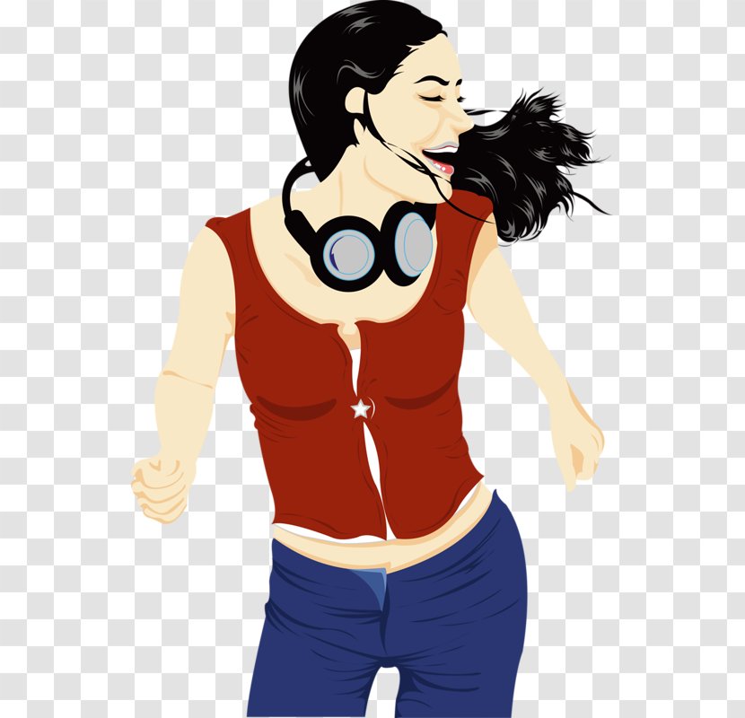 Cartoon Headphones Download - Watercolor - Woman Wearing Transparent PNG
