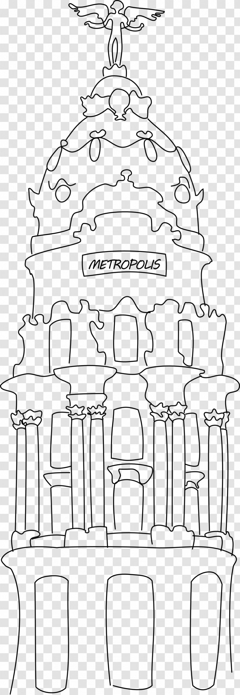 Edificio Metrópolis, Madrid Gran Vía, Drawing Line Art - Symmetry - Metropolis Transparent PNG