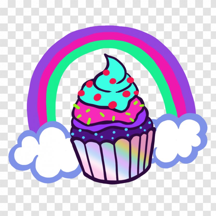 Clip Art Illustration Product Cake Baking - Decorating - Cartoon Rainbow Cupcakes Transparent PNG