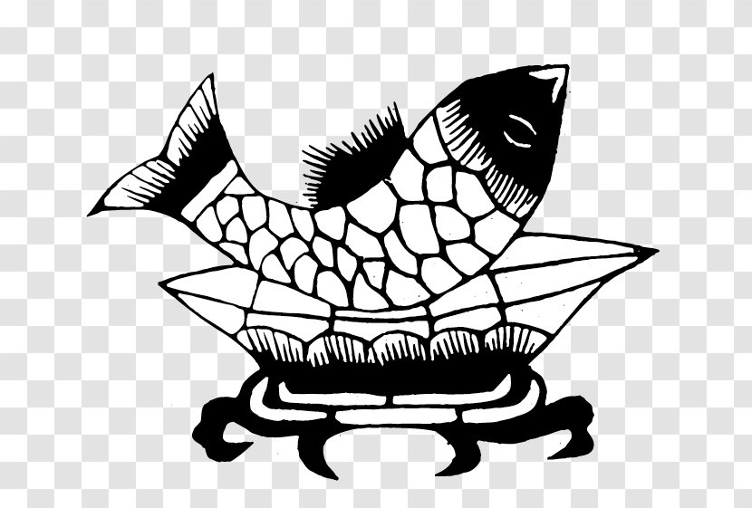 Papercutting Chinese New Year Common Carp Fish - Line Art - Jumping Transparent PNG