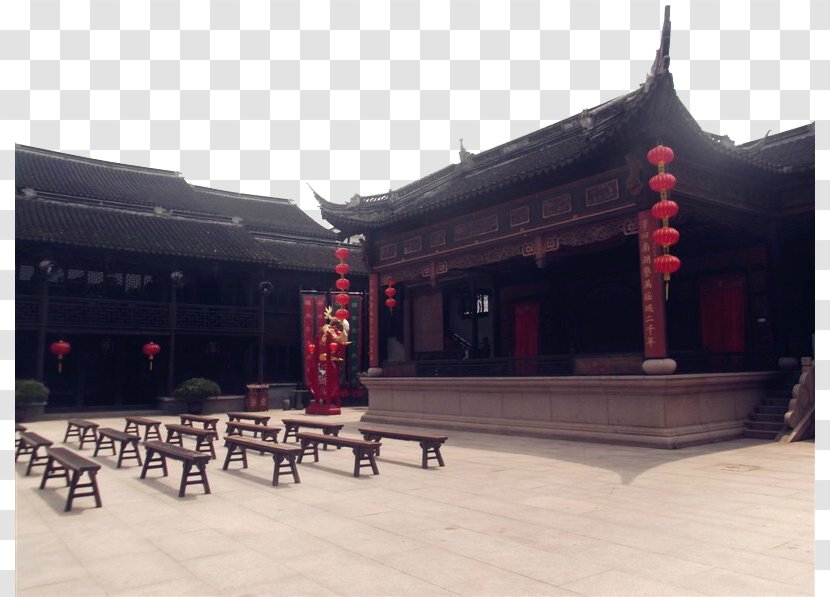 Guzhen, Guangdong Elements, Hong Kong - Shrine - Town Retro Big Stage Transparent PNG