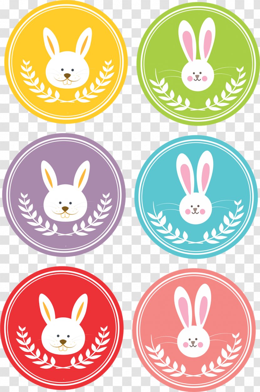 Paper Easter Bunny Label Sticker - Page Layout Transparent PNG