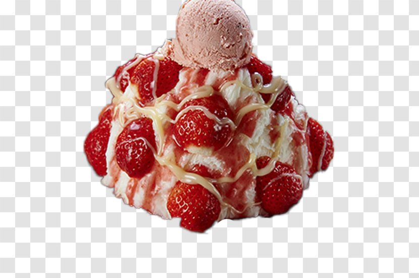 Ice Cream Sundae Gelato Frozen Yogurt Pavlova - Food - Strawberry Jam With Transparent PNG