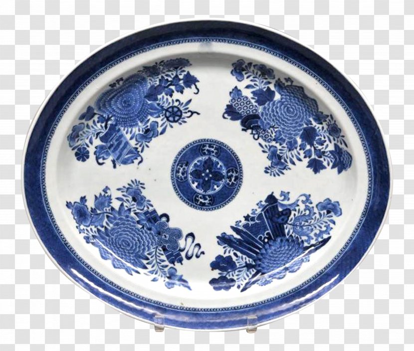 Blue And White Pottery Plate Chinese Export Porcelain Ceramics Transparent PNG