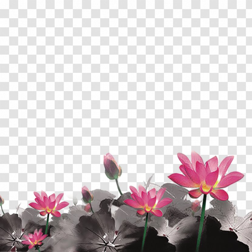 Ink Wash Painting Download - Petal - Lotus Transparent PNG