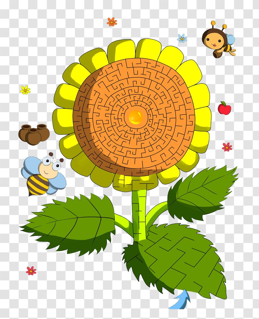 Common Sunflower Cartoon Illustration Transparent PNG