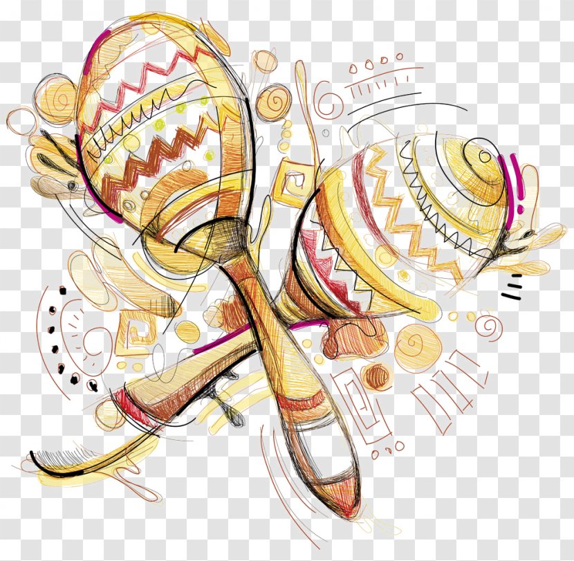 Maraca Drawing Stock Illustration - Cartoon - Hand-painted Tennis Racket Transparent PNG