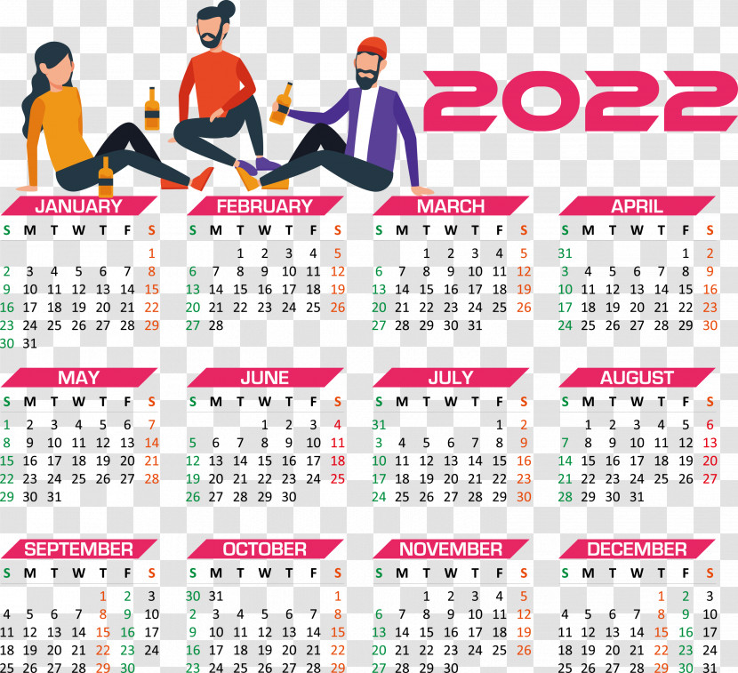 2022 Calendar Year 2022 Calendar Yearly 2022 Calendar Transparent PNG