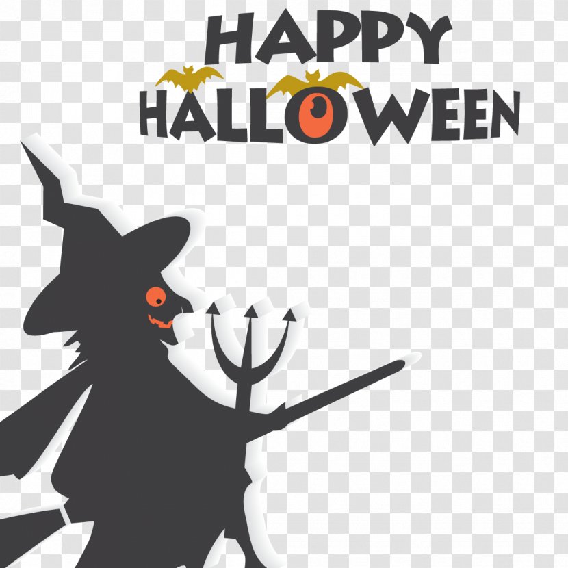 Halloween Pumpkin Wallpaper - Card - Witch Flying Vector Transparent PNG