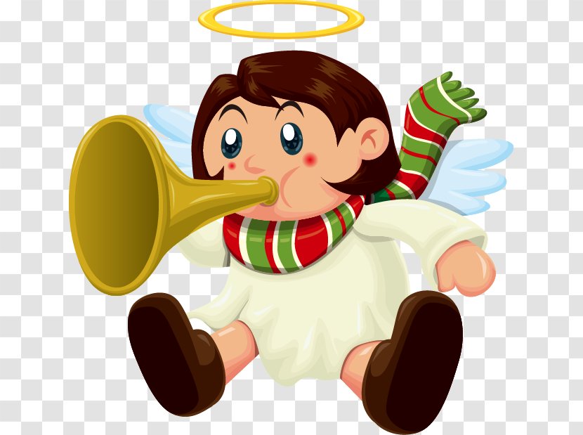 Santa Claus Christmas Angel - Flower - Cute Cartoon Trumpet Pattern Transparent PNG