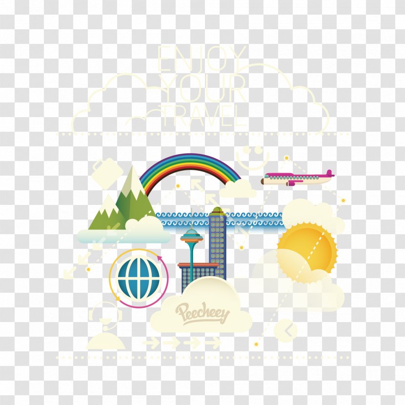 Logo Architecture - Vector Rainbow Mountain And Airplane Transparent PNG