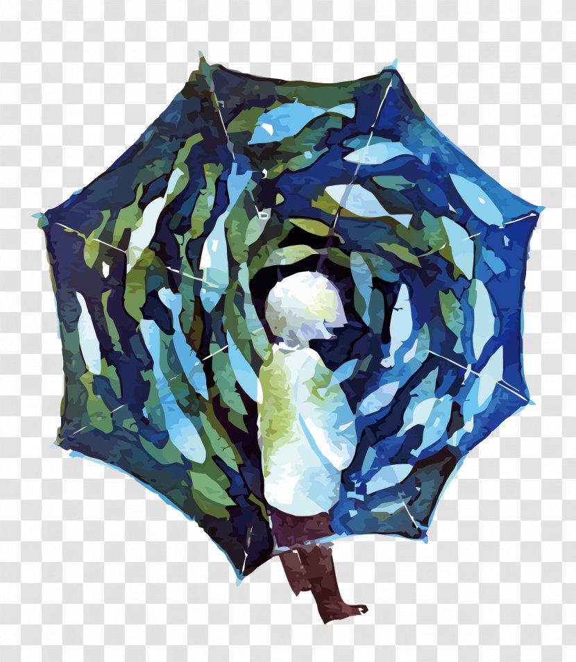 Watercolor Painting Drawing Pixiv Illustration - Art - Vector Umbrella And Juvenile Transparent PNG
