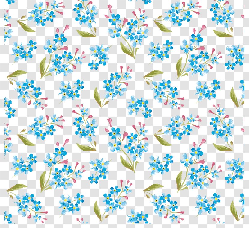 Watercolour Flowers Watercolor Painting Pattern - Flower - Blue Floral Seamless Background Vector Material Transparent PNG