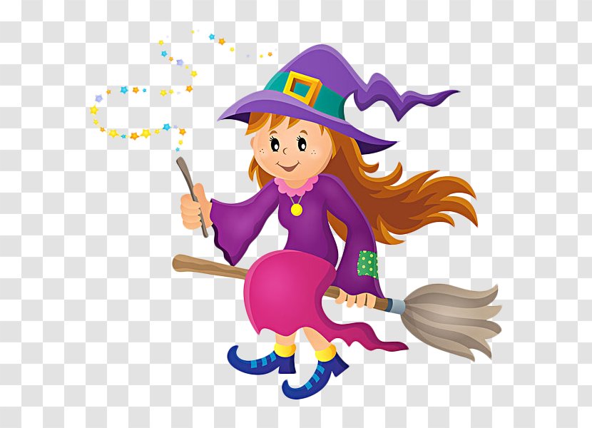Witchcraft Cartoon Wand Royalty-free - Purple - The Little Witch With Magic In Transparent PNG