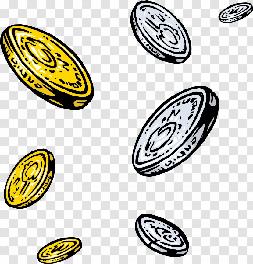 Silver Coin Gold - Yellow - Scattered Vector Coins Transparent PNG