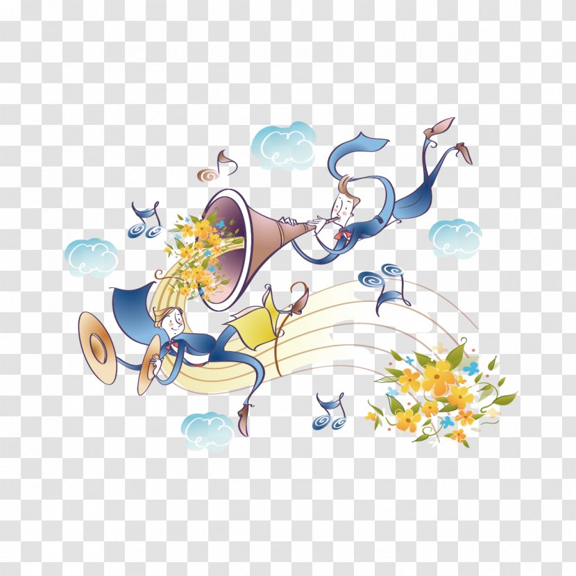 Musical Instrument Subject Wallpaper - Flower - Trumpet Man Transparent PNG