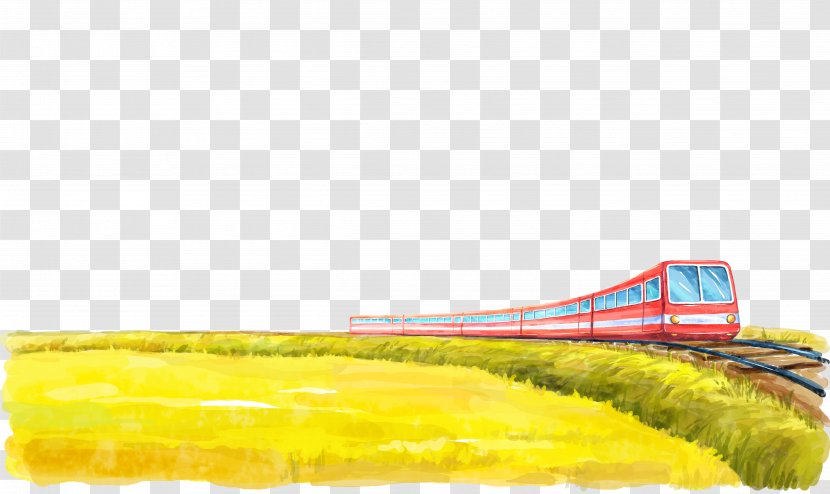 Train Rail Transport Track Illustration - Material - Rice Paddies Transparent PNG