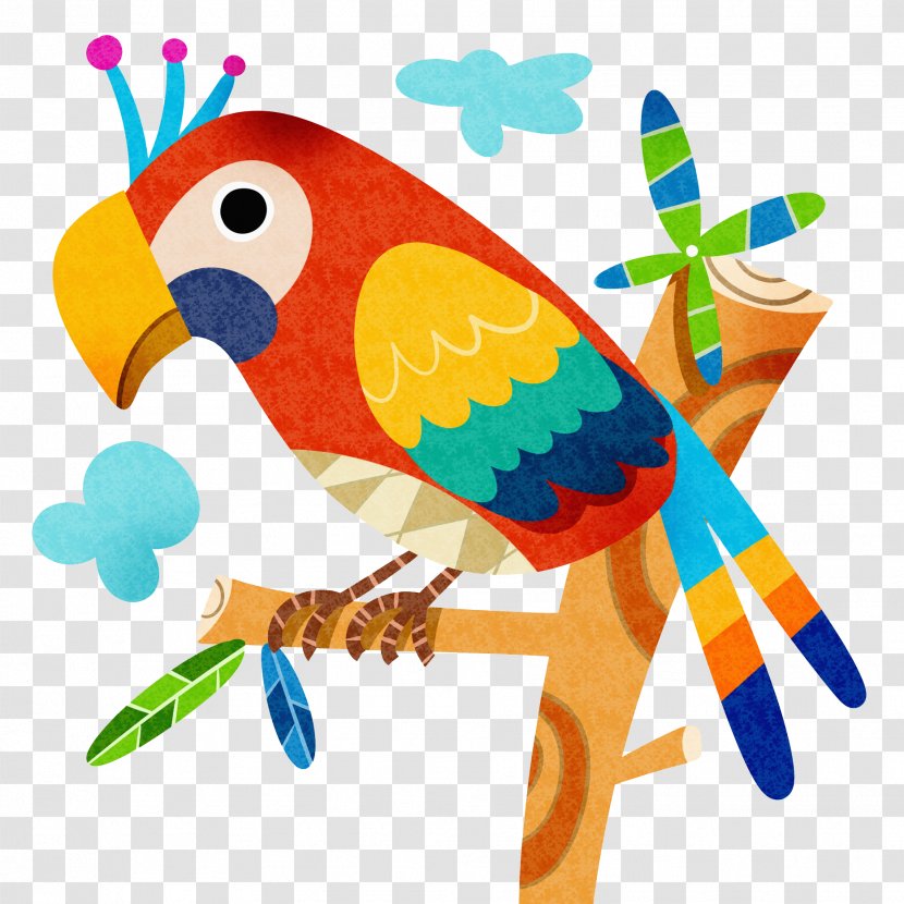 Parrot Woodpecker Illustration - Animal Figure - A Standing On Branch Transparent PNG