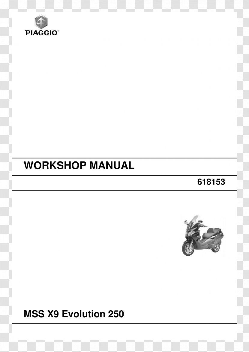 Piaggio X9 Scooter Motorcycle Factory Service Manual - Vespa Transparent PNG