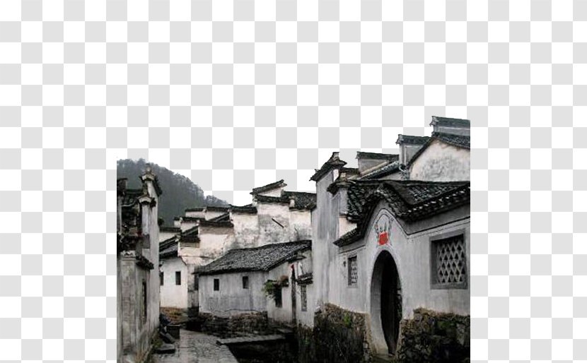 Xidi Huizhou District Hongcunzhen Huangshan Mountain - Facade - Street And Moon Gate Courtyard Transparent PNG