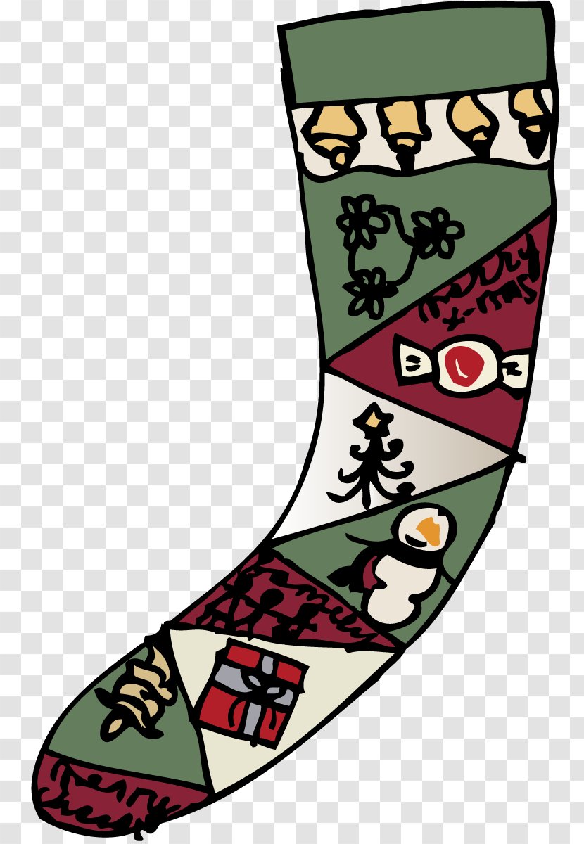 Clothing Accessories Shoe Clip Art Fashion Pattern - Christmas Stocking - Socking Stamp Transparent PNG