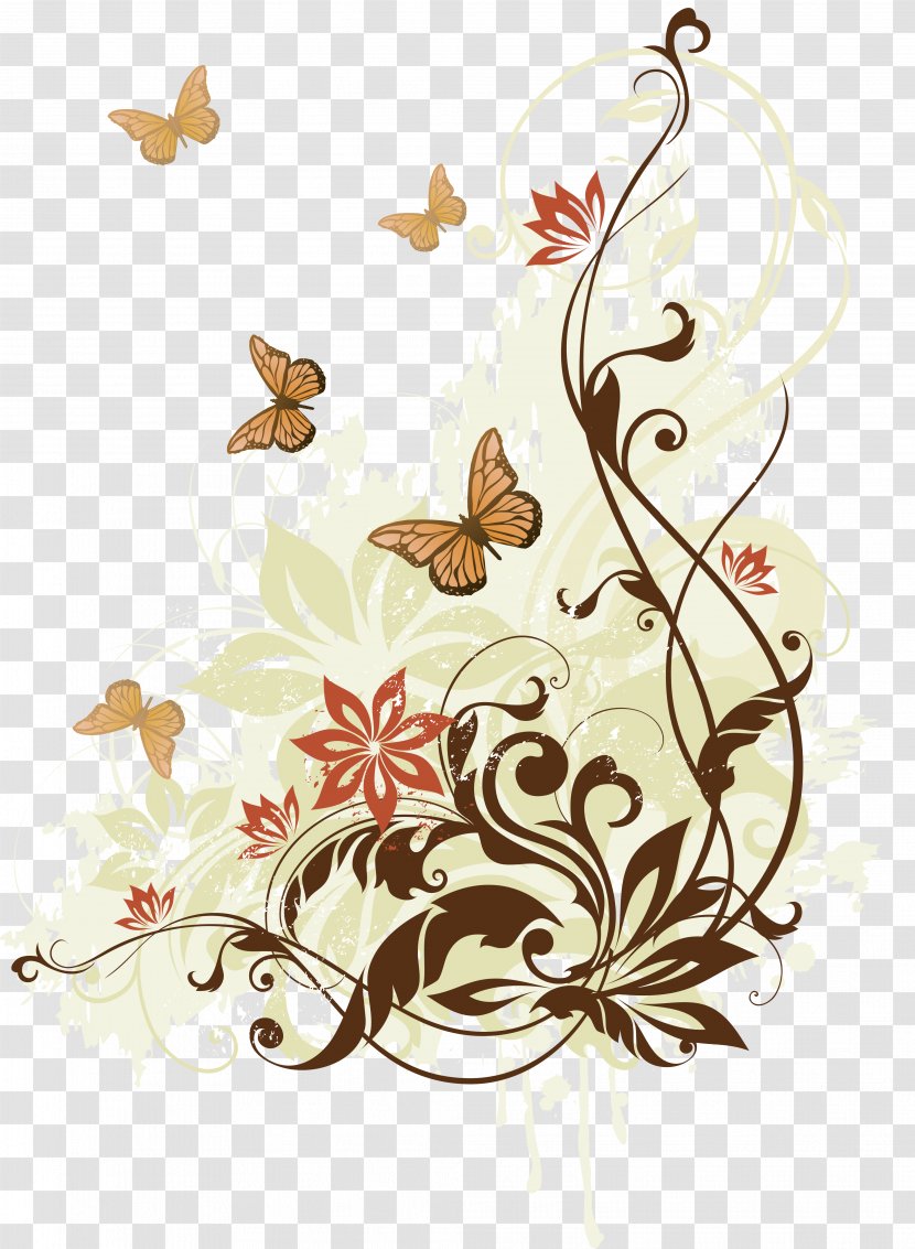Monarch Butterfly Insect Desktop Wallpaper - Vine - Blush Floral Transparent PNG