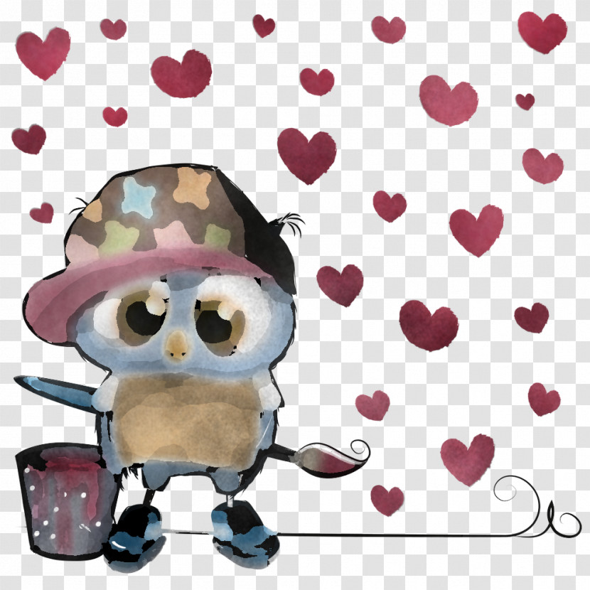 Cartoon Heart Animation Owl Transparent PNG