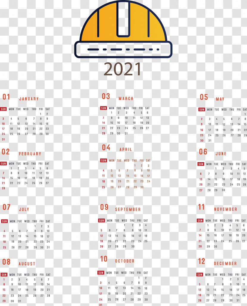 Printable 2021 Yearly Calendar 2021 Yearly Calendar Transparent PNG