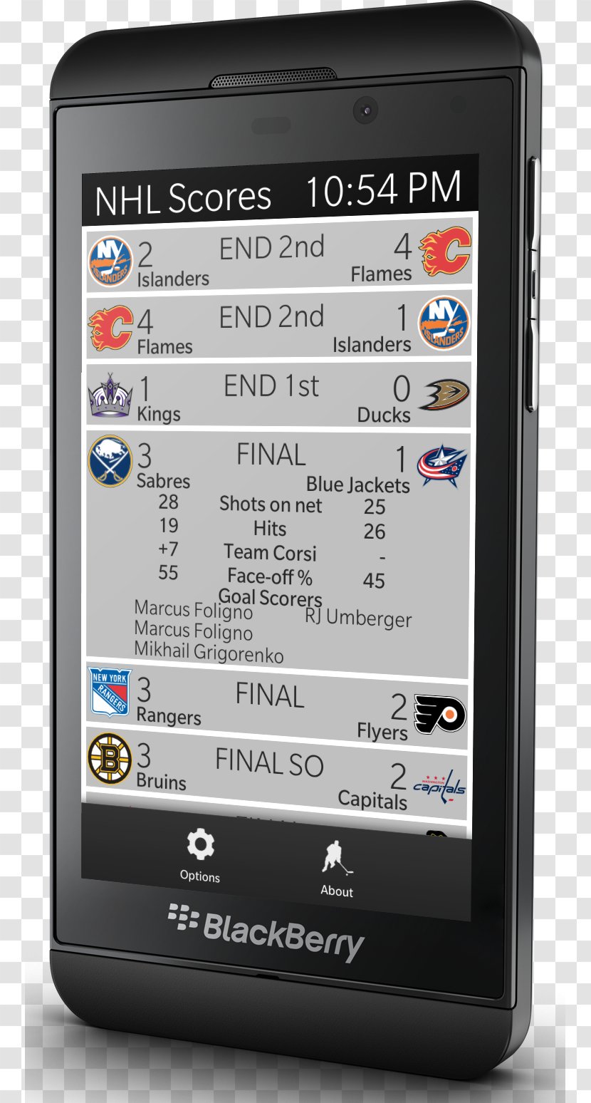 Feature Phone Smartphone 2017–18 NHL Season BlackBerry Z10 - Blackberry World - Score Update Transparent PNG