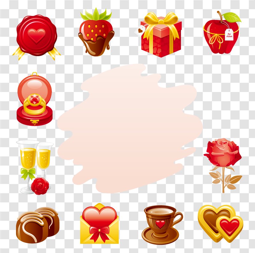 Love Clip Art - Fruit - Hand-painted Red Heart-shaped Boxes Of Chocolate Cake Transparent PNG