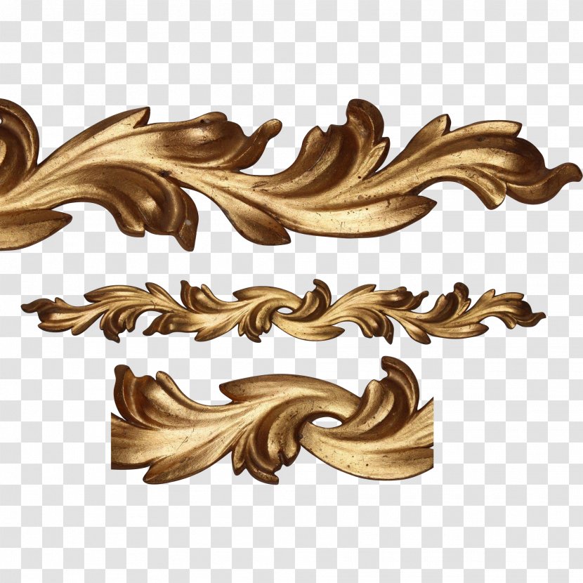 Rococo Baroque Art Ornament Style - Brass - Walnut Transparent PNG