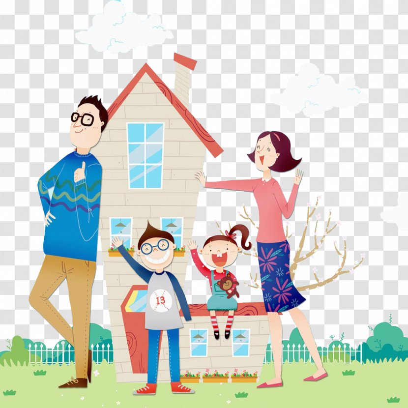Family Illustration - Illustrator - House And Transparent PNG