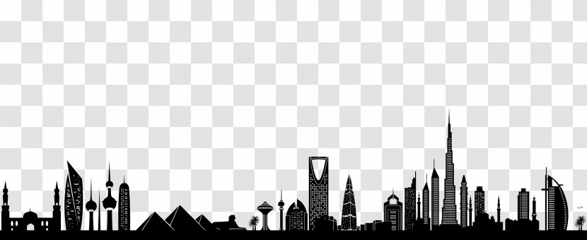 Advertising Middle East Skyline MENA Skyscraper - Silhouette - Hitachi Transparent PNG