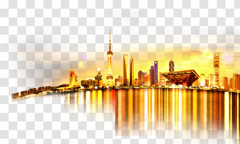 Oriental Pearl Tower Poster City Silhouette - Night Lake Transparent PNG