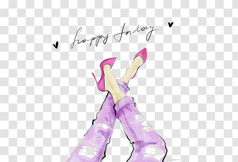 Friday The 13th - Flower - Hand-painted Heels Jeans Transparent PNG