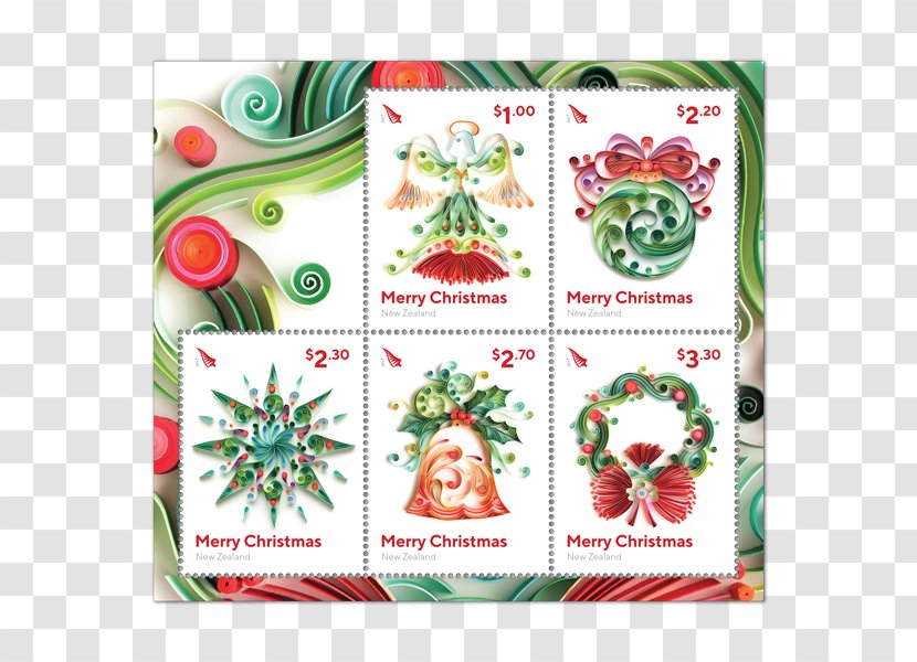 Christmas Ornament Postage Stamps Stamp Mail - Sheet Of - Postcard Transparent PNG