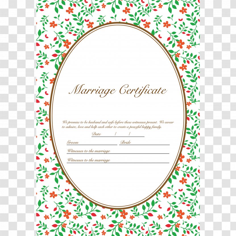 Party Supply Illustration Marriage Certificate Template - Picture Frames Transparent PNG