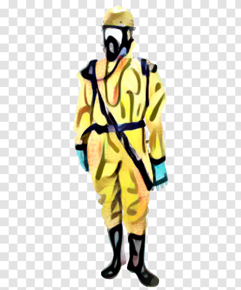 Firefighter Cartoon - Yellow - Hazmat Suit Transparent PNG