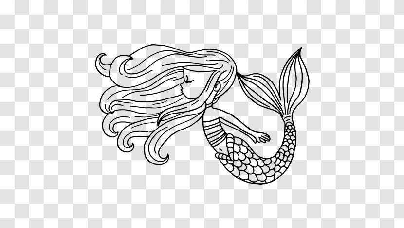 The Little Mermaid Ariel Drawing Coloring Book - Monochrome Photography - Tattoo Transparent PNG
