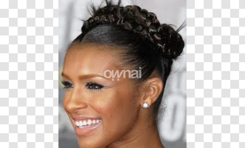 French Braid Bun Updo Hairstyle - Afro Transparent PNG