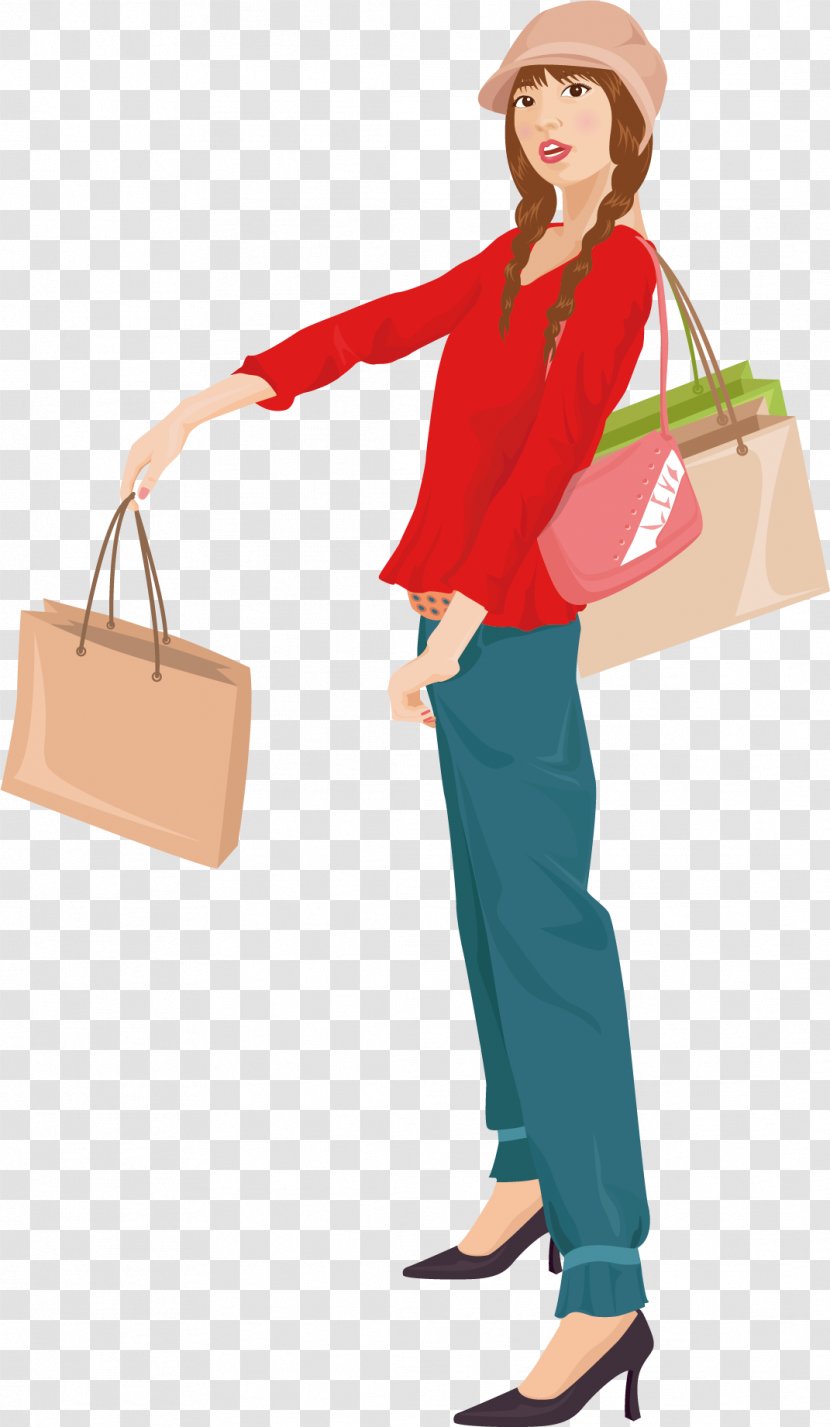 Online Shopping Woman Illustration - A Beautiful Ready To Go Home Transparent PNG