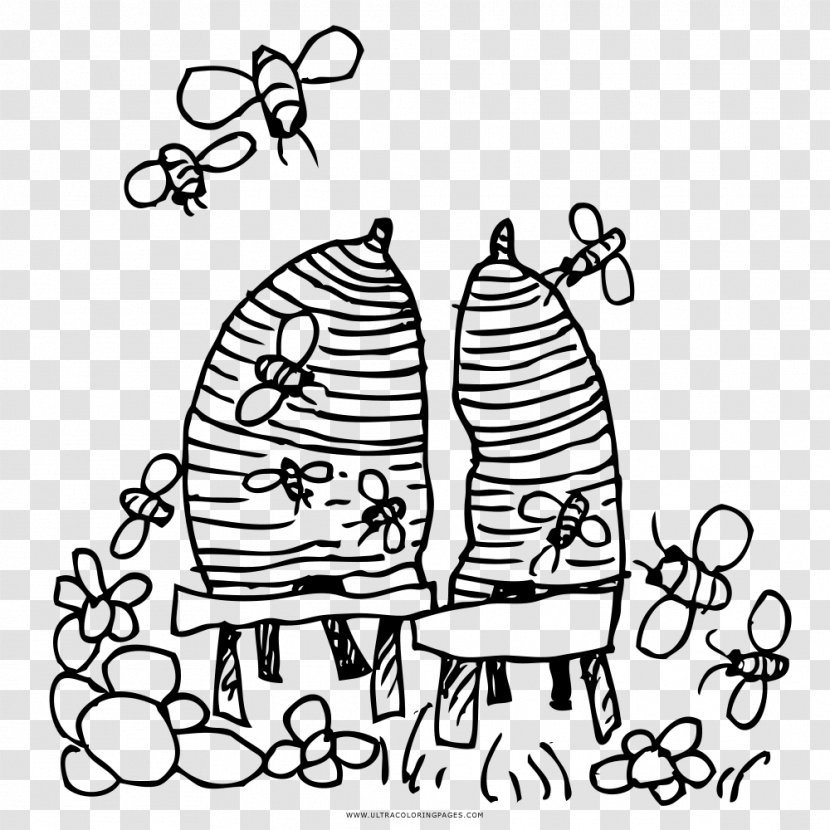 Beehive Black And White Drawing Coloring Book - Tree - Colmeia De Abelha Transparent PNG