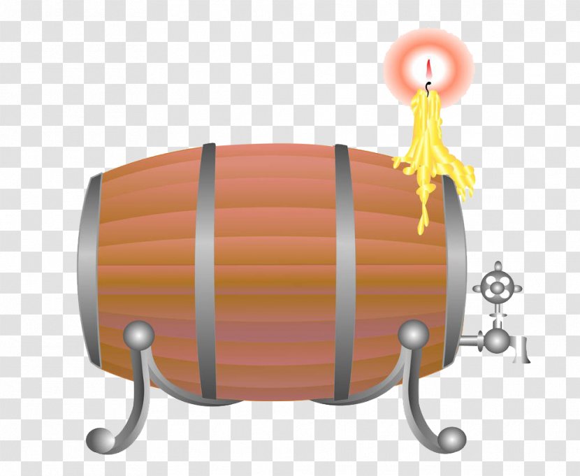 Wine Cognac Beer Barrel Oak - Orange - Cartoon Hand Painted Barrels Transparent PNG