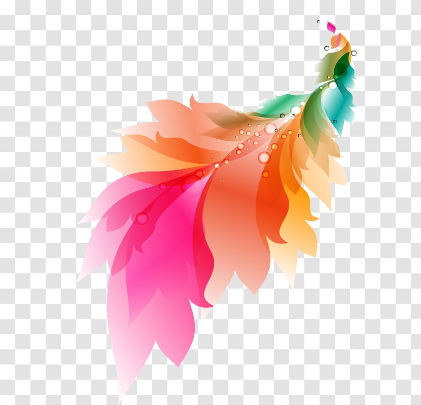 Watercolor Painting Feather - Peach - Phoenix Color Transparent PNG