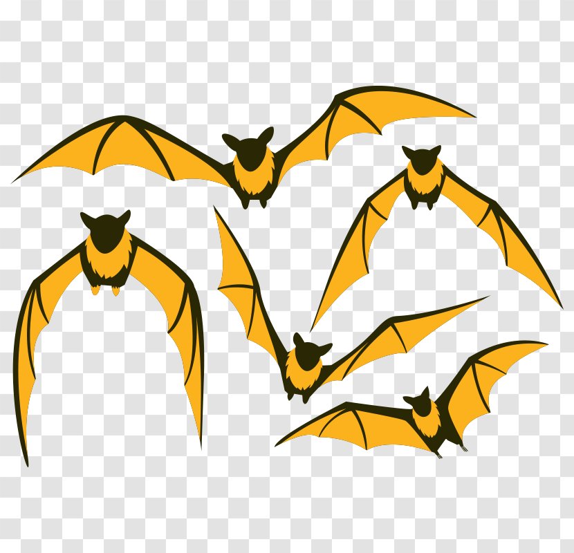 Bat Flight Large Flying Fox Clip Art - Yellow - Bat,animal Transparent PNG