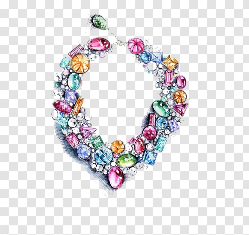 Jewellery Necklace Drawing Gemstone Diamond - Necklaces Transparent PNG