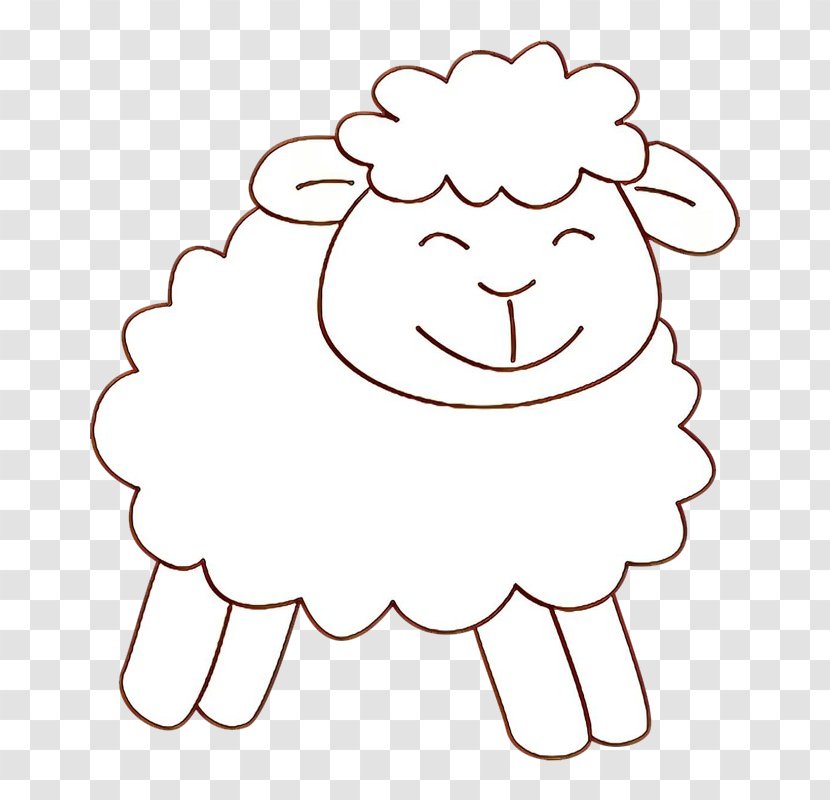 White Sheep Line Art Head - Hand - Drawing Smile Transparent PNG