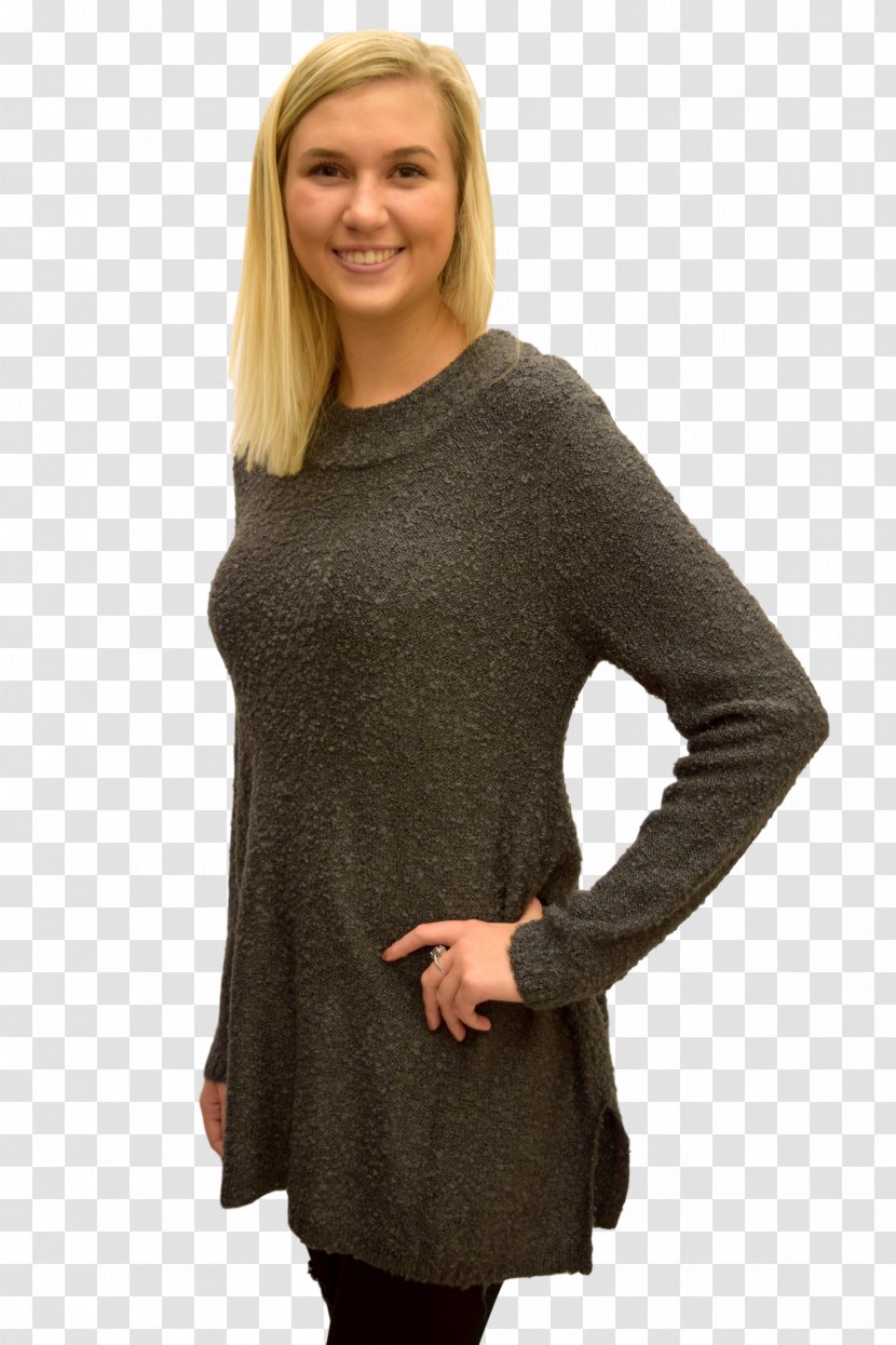 Long-sleeved T-shirt Shoulder Sweater - Long Sleeved T Shirt - Charcoal Transparent PNG